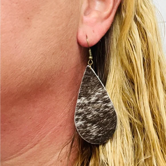 Riversistersleather Jewelry | Western Earrings, Genuine Cowhide, Rodeo Cowgirl, Western Fashion Jewelry. | Color: Brown/White | Size: Os | Triciarn1'S